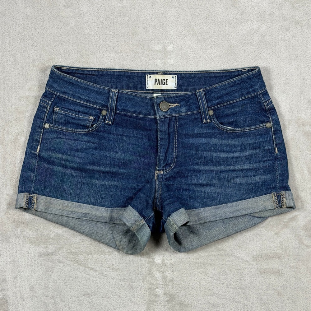 Paige Jimmy Jimmy Short Womens 24 Cuffed Denim Shorts Medium Wash Dino Boyfriend
